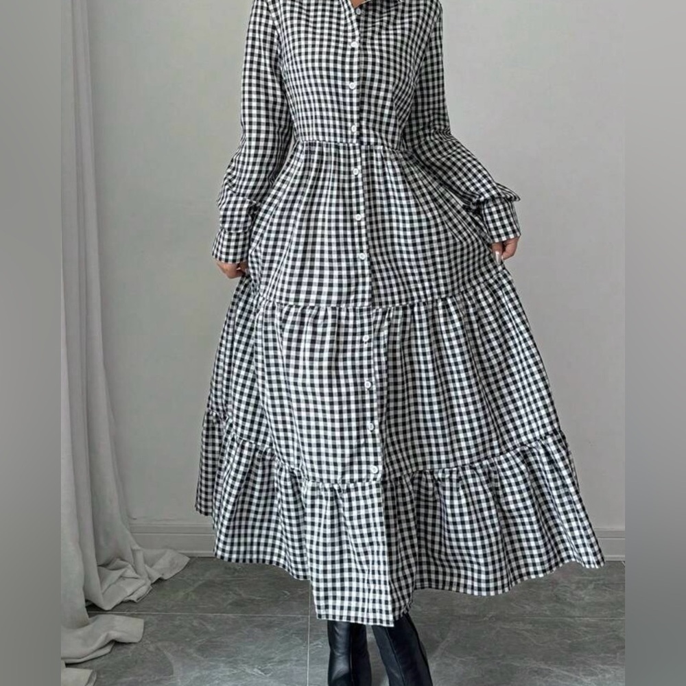 Black and White Gingham Dress - Picture 3 of 4